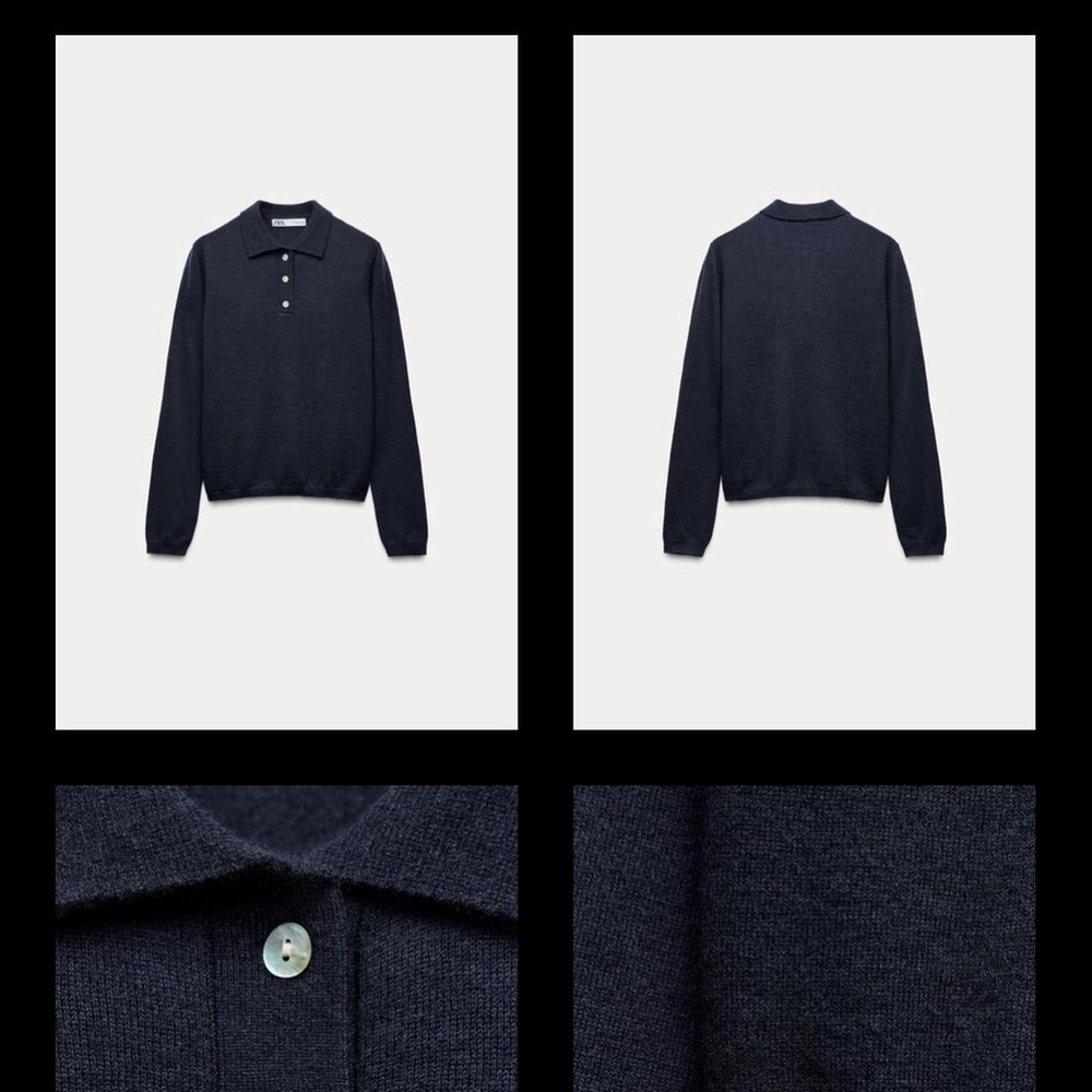 ZARA 100% WOOL PLAIN JERSEY POLO SHIRT - Size M - BRAND NEW WITH TAG - Picture 8 of 8